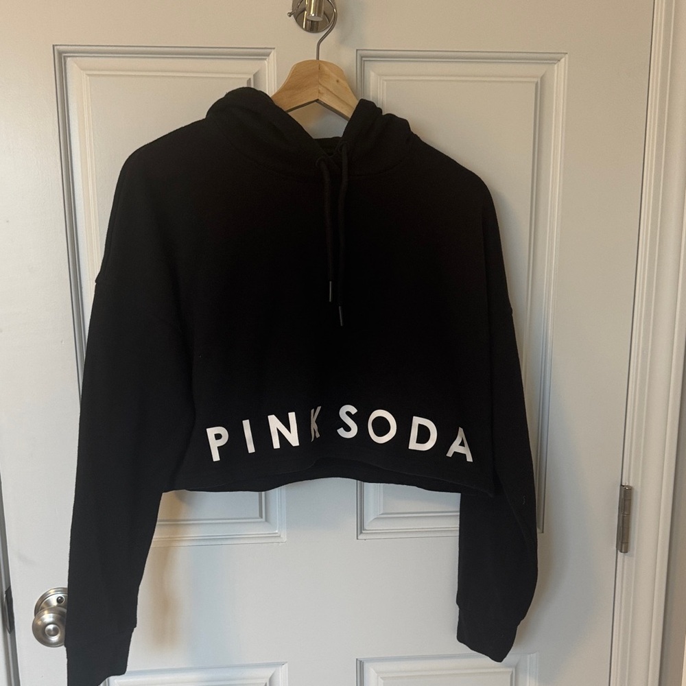 Pink Soda Black Cropped Hoodie